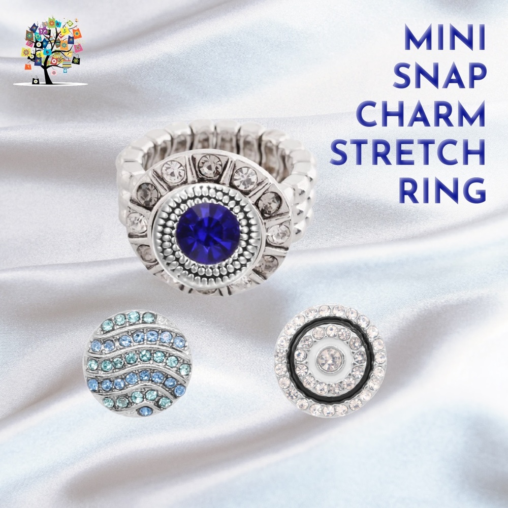 Snap Charm Stretch Ring with 3 Mini Snap Charms